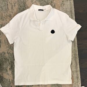 Moncler White cotton Polo with Black Patch Logo
